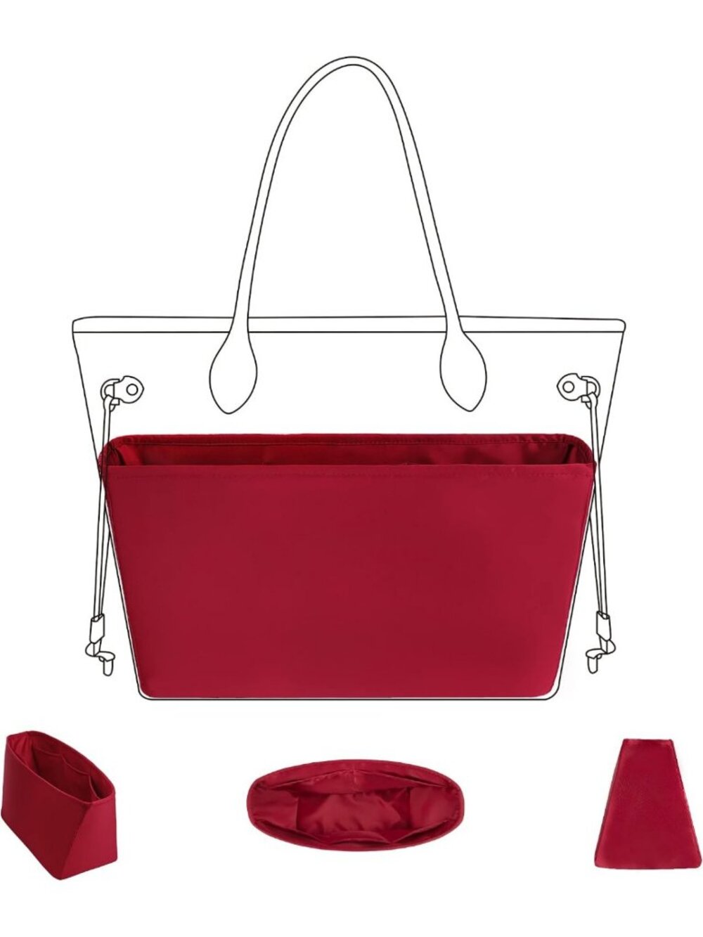 Luxury Purse Organizer Insert for Neverfull Bags | Silk Handbag & Tote Shaper